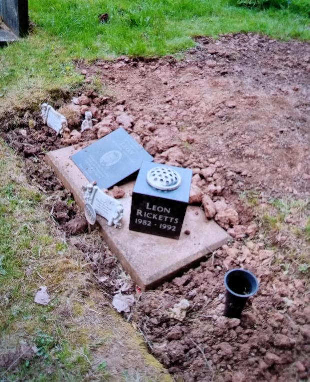South Wales Argus: The debris was reportedly left on Leon's grave since September. Picture: Cheryl Downes.